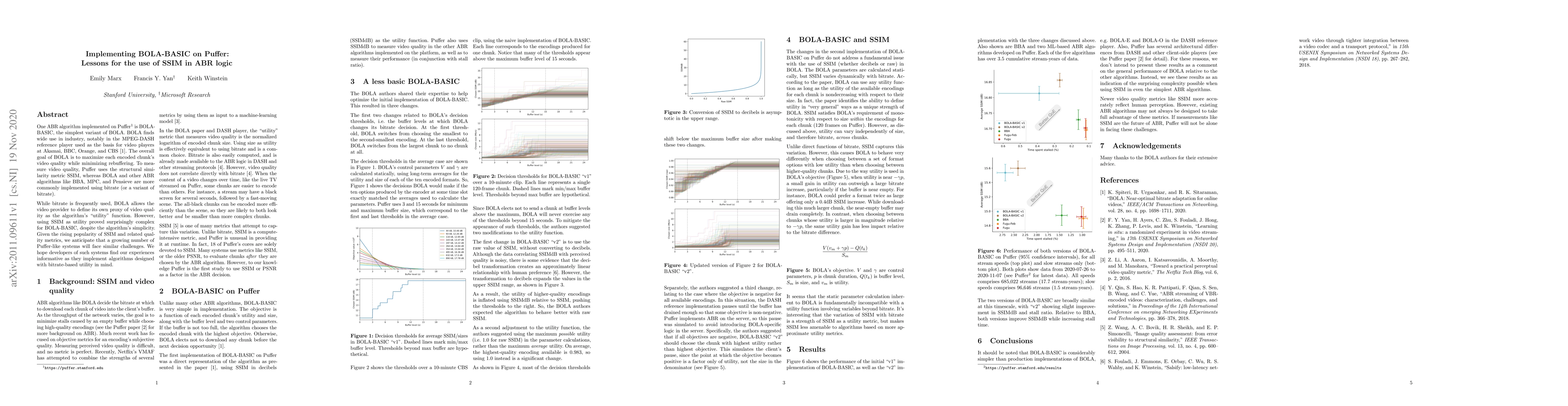 Thumbnail for Implementing BOLA-BASIC on Puffer: Lessons for the use of SSIM in ABR
  logic