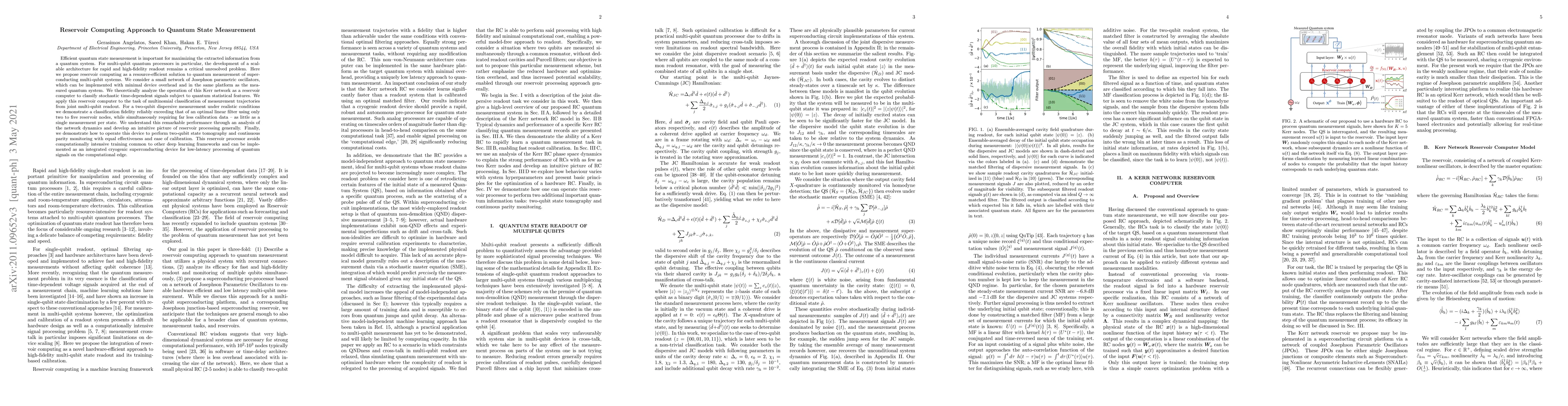 Thumbnail for Reservoir Computing Approach to Quantum State Measurement
