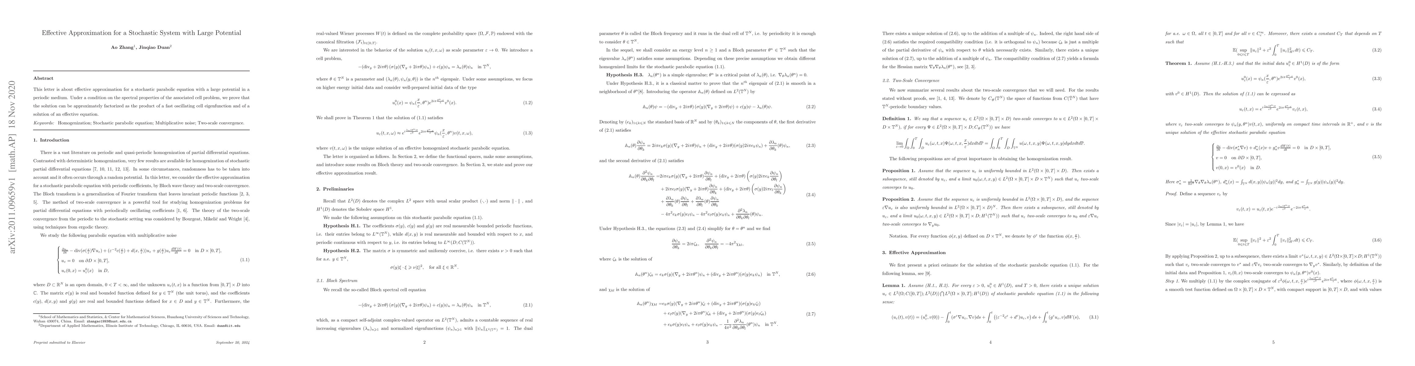 Thumbnail for Effective Approximation for a Stochastic System with Large Potential