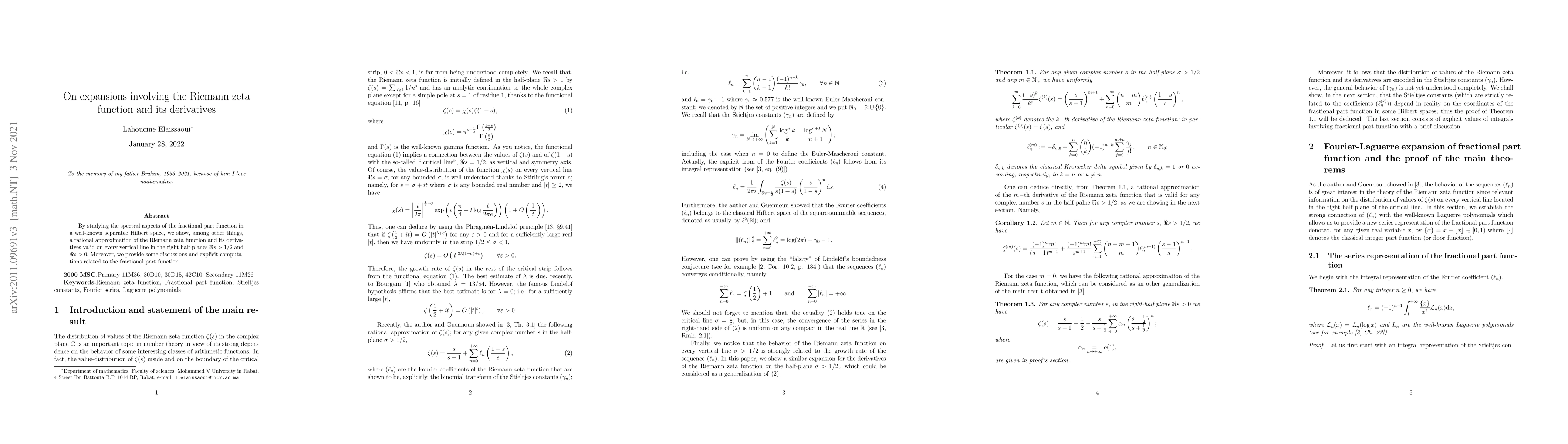 Thumbnail for On expansions involving the Riemann zeta function and its derivatives