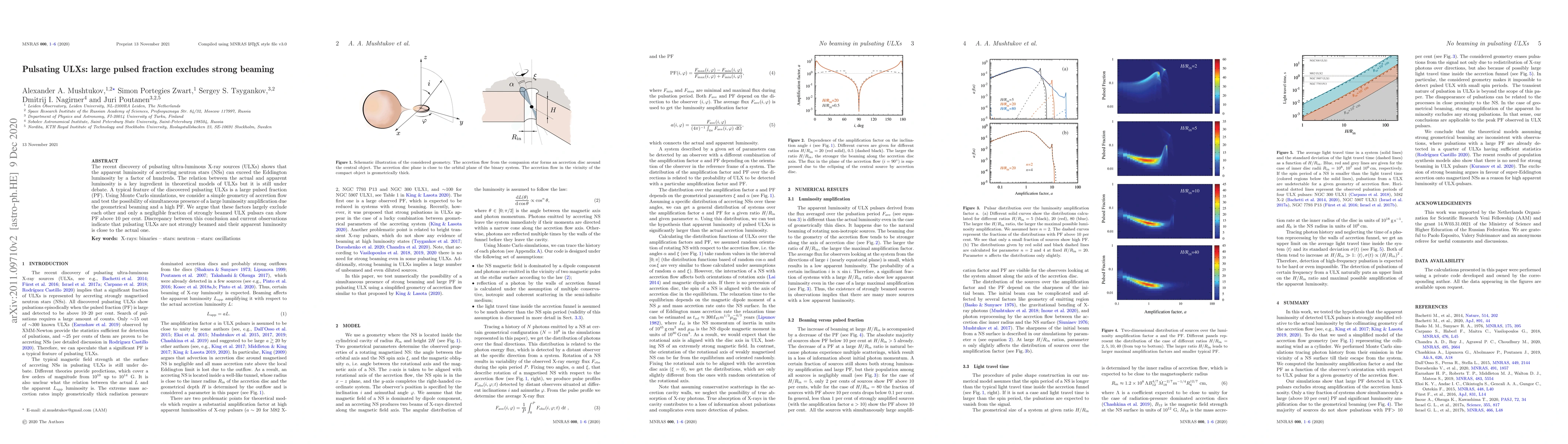 Thumbnail for Pulsating ULXs: large pulsed fraction excludes strong beaming
