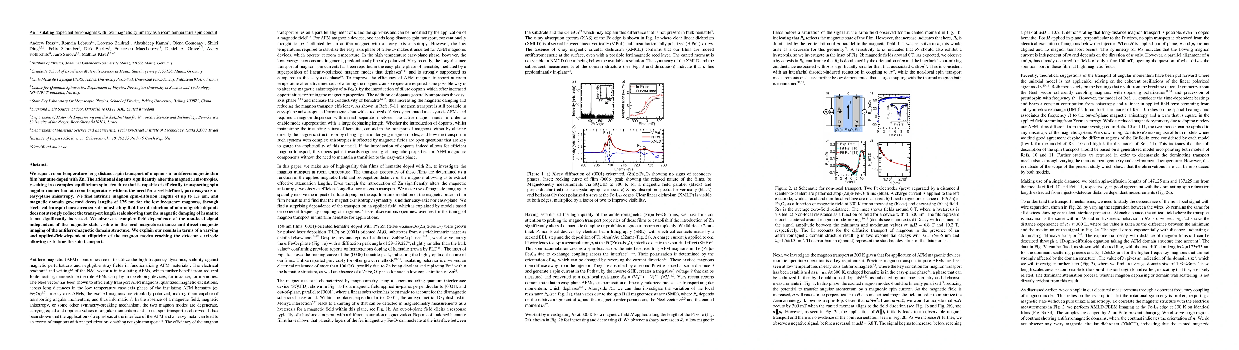 Thumbnail for An insulating doped antiferromagnet with low magnetic symmetry as a room
  temperature spin conduit