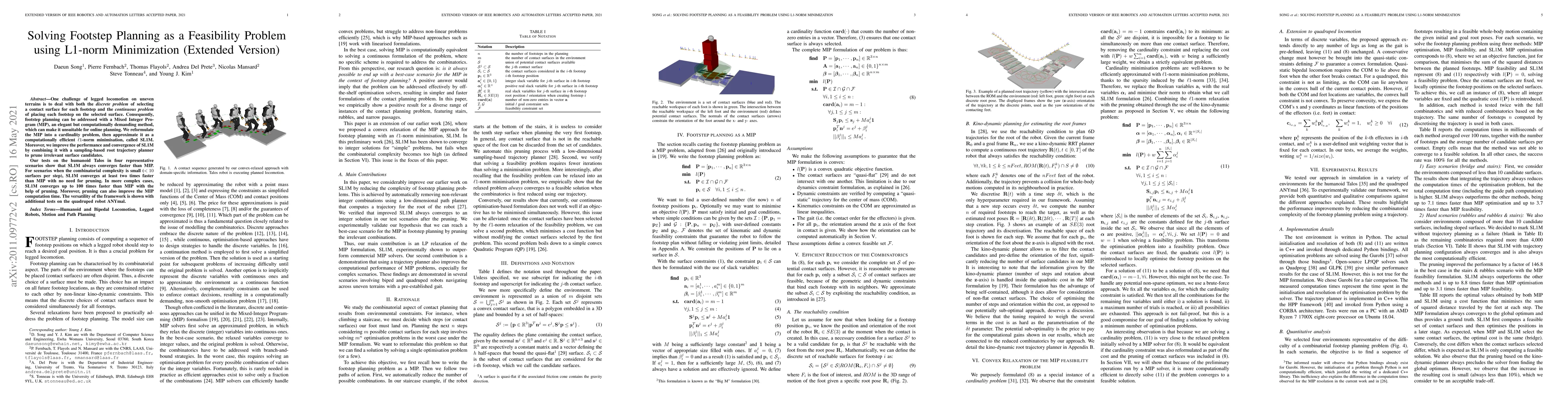 Thumbnail for Solving Footstep Planning as a Feasibility Problem using L1-norm
  Minimization (Extended Version)