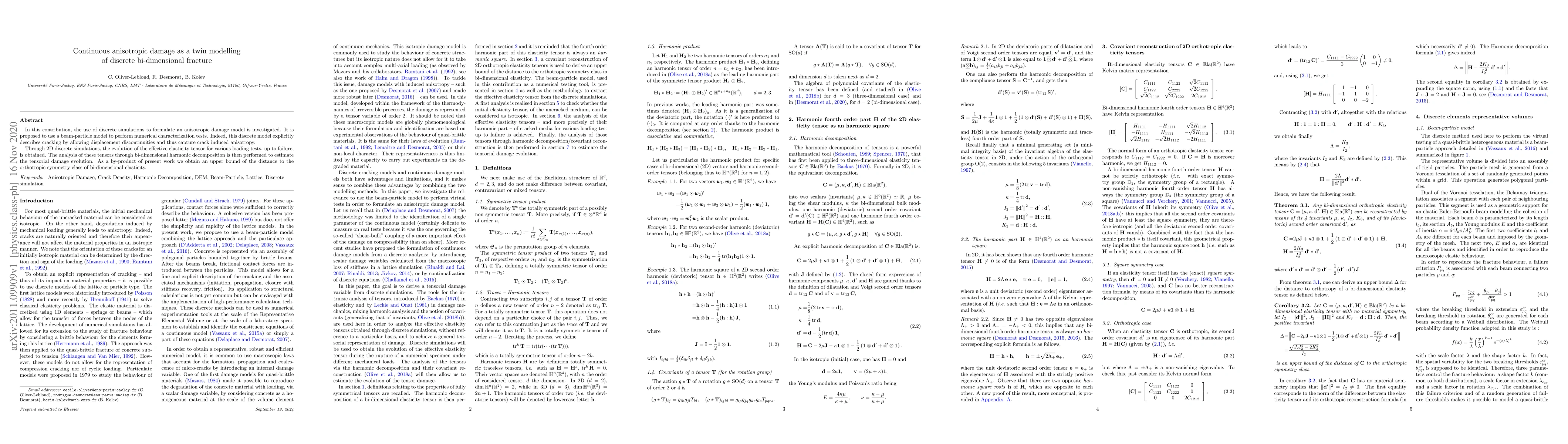 Thumbnail for Continuous anisotropic damage as a twin modelling of discrete
  bi-dimensional fracture