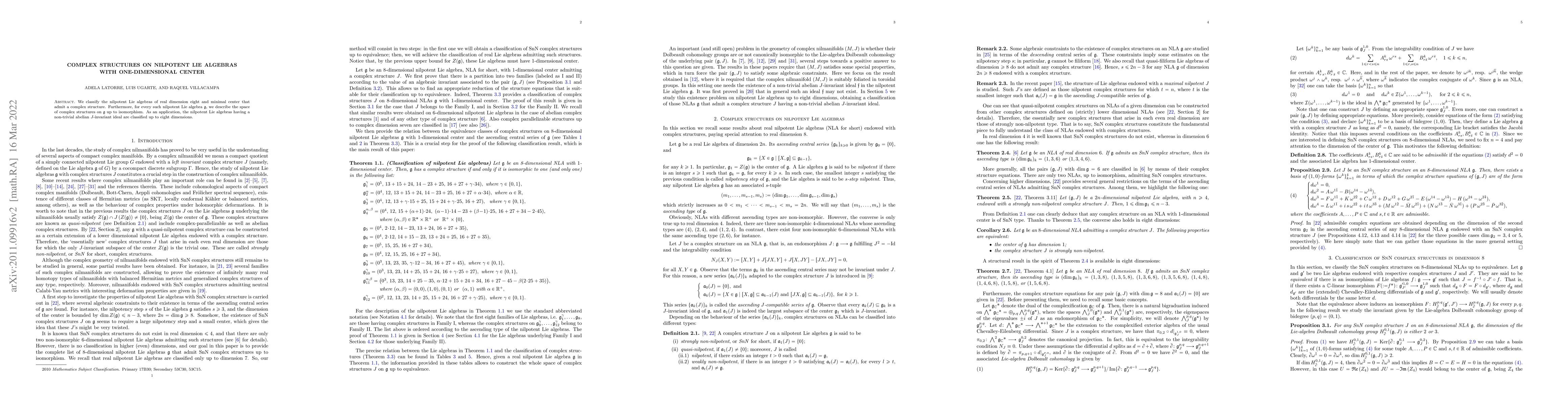 Thumbnail for Complex structures on nilpotent Lie algebras with one-dimensional center