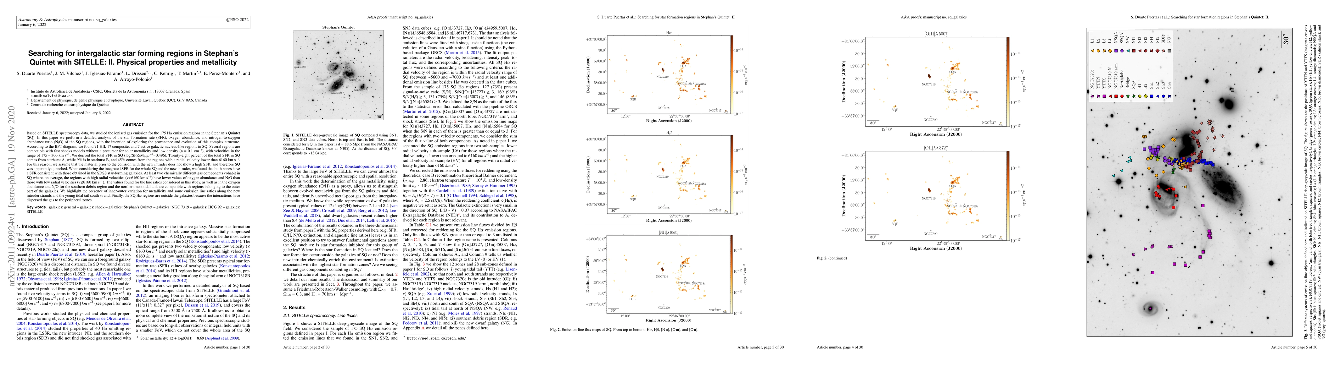 Thumbnail for Searching for intergalactic star forming regions in Stephan's Quintet
  with SITELLE: II. Physical properties and metallicity