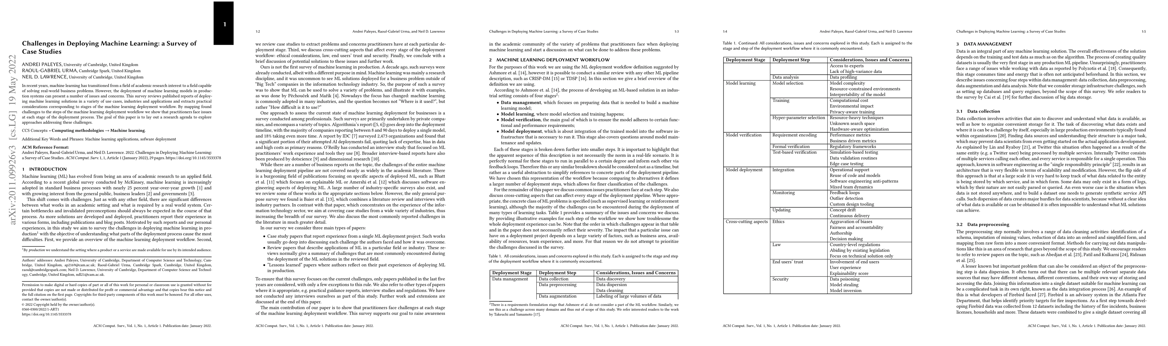 Thumbnail for Challenges in Deploying Machine Learning: a Survey of Case Studies