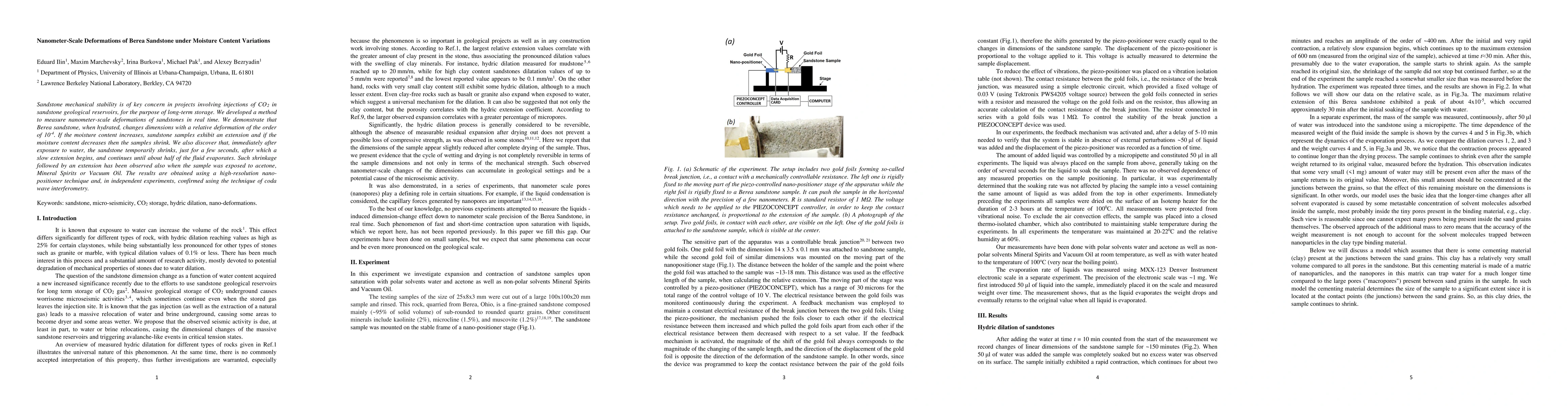 Thumbnail for Nanometer-Scale Deformations of Berea Sandstone under Moisture Content
  Variations