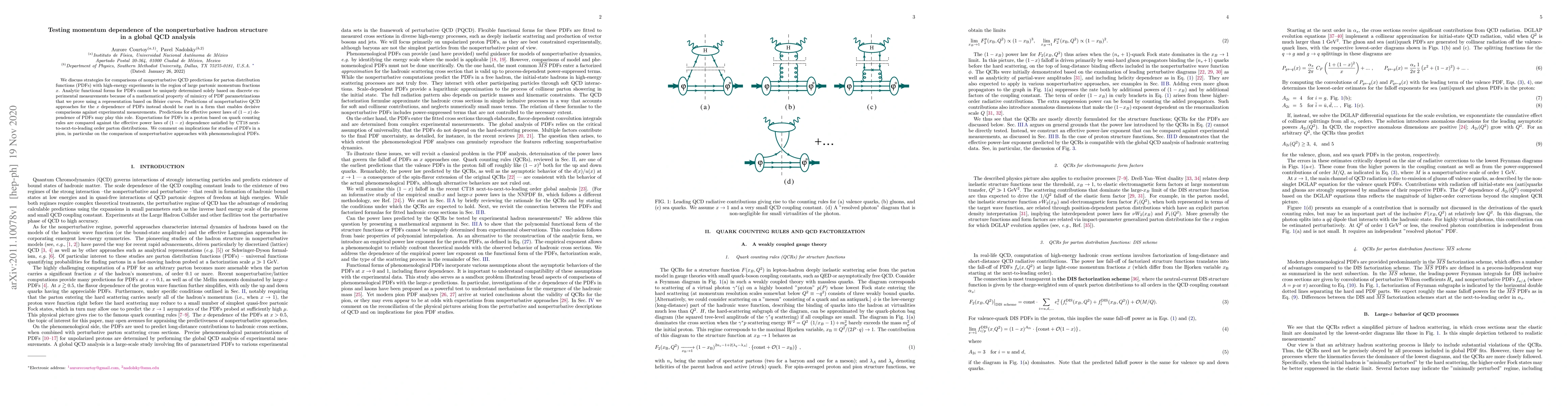 Thumbnail for Testing momentum dependence of the nonperturbative hadron structure in a
  global QCD analysis