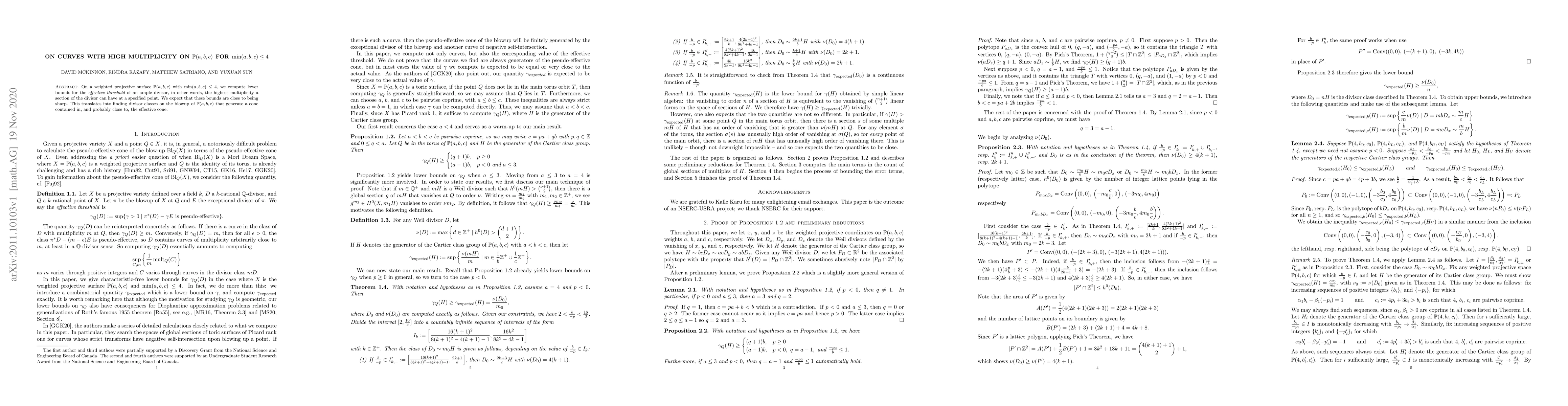 Thumbnail for On curves with high multiplicity on $\mathbb{P}(a,b,c)$ for
  $\min(a,b,c)\leq4$