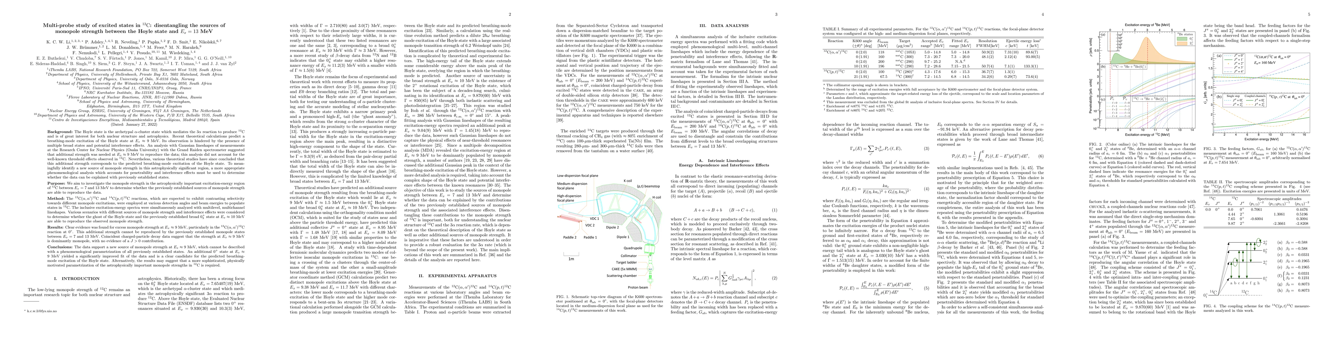 Thumbnail for Multi-probe study of excited states in $\mathrm{^{12}C}$: disentangling
  the sources of monopole strength between the Hoyle state and $E_{x} = 13$ MeV