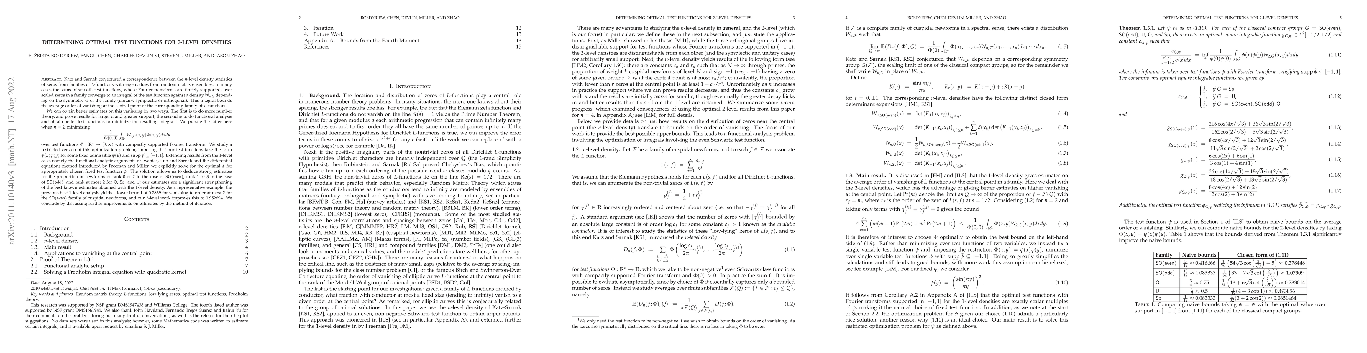 Thumbnail for Determining optimal test functions for $2$-level densities