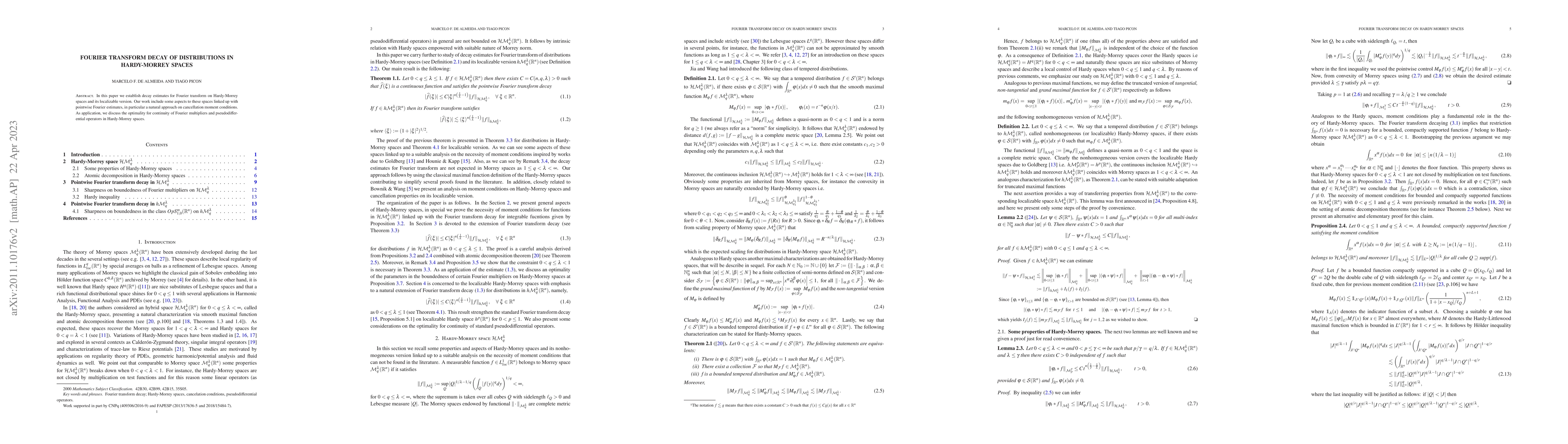 Thumbnail for Fourier transform decay of distributions in Hardy-Morrey spaces