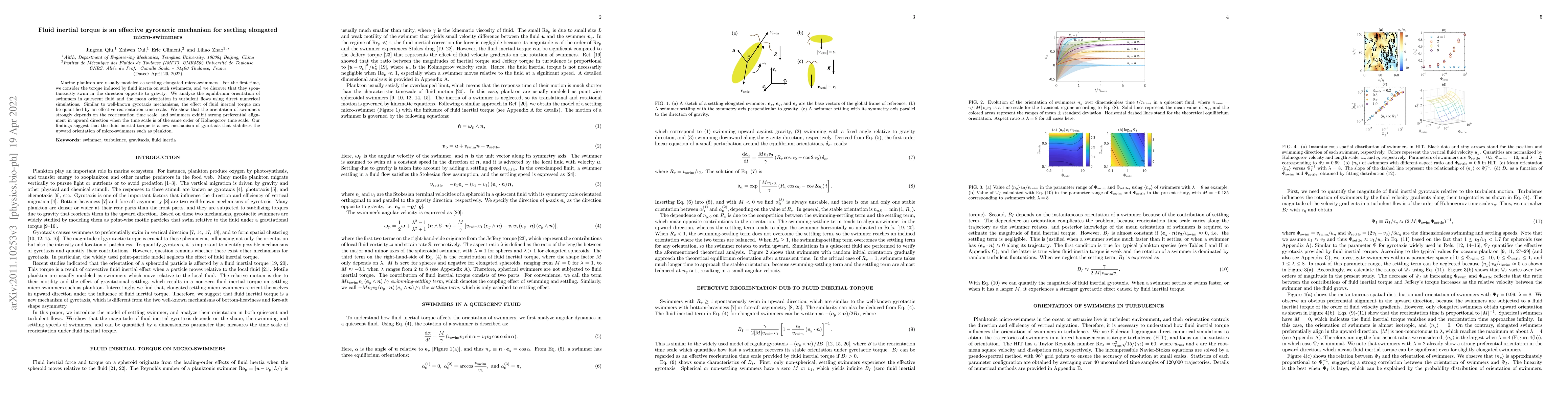 Thumbnail for Fluid inertial torque is an effective gyrotactic mechanism for settling
  elongated micro-swimmers