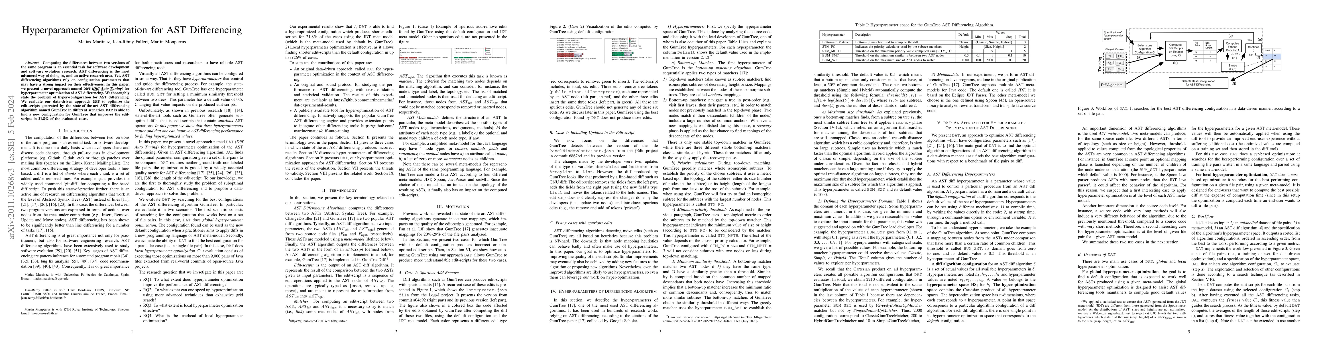 Thumbnail for Hyperparameter Optimization for AST Differencing