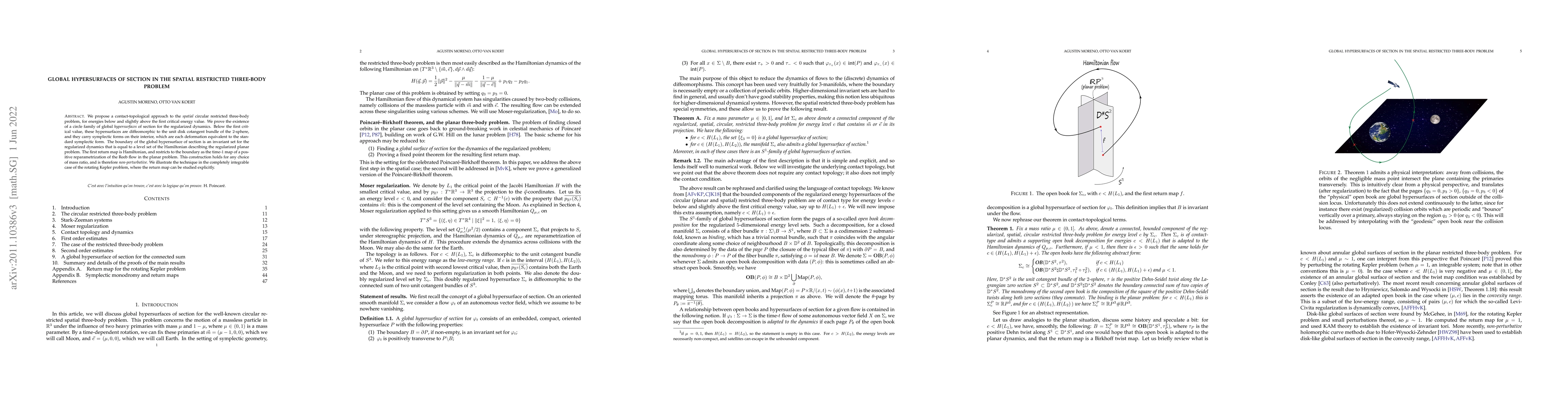 Thumbnail for Global hypersurfaces of section in the spatial restricted three-body
  problem