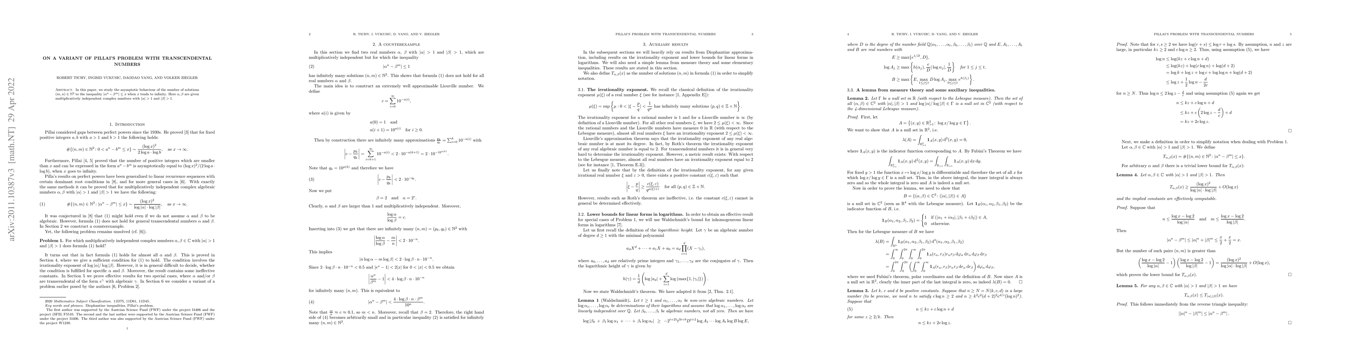 Thumbnail for On a variant of Pillai's problem with transcendental numbers