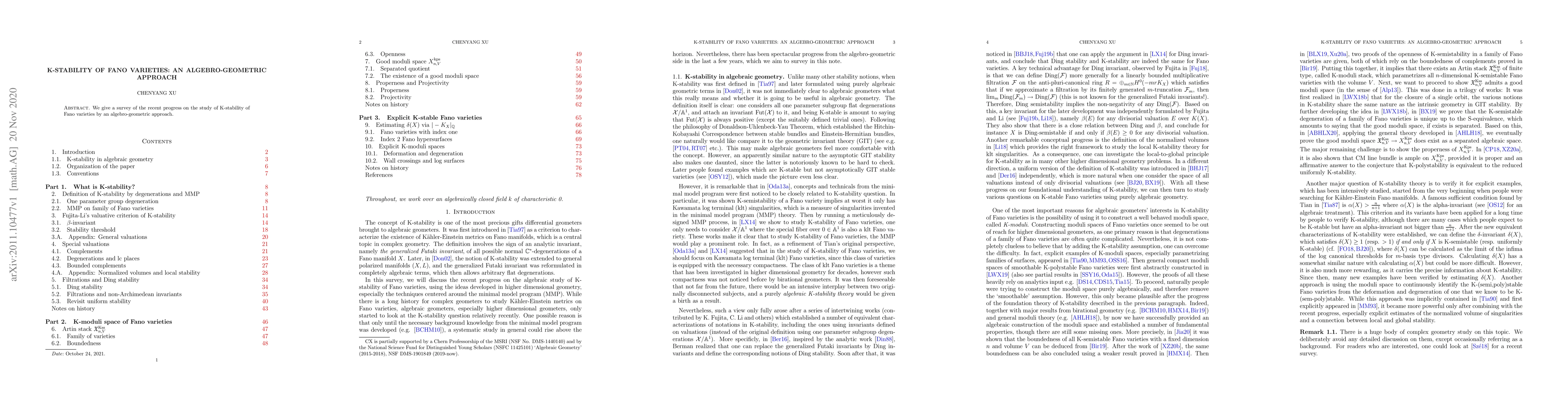 Thumbnail for K-stability of Fano varieties: an algebro-geometric approach