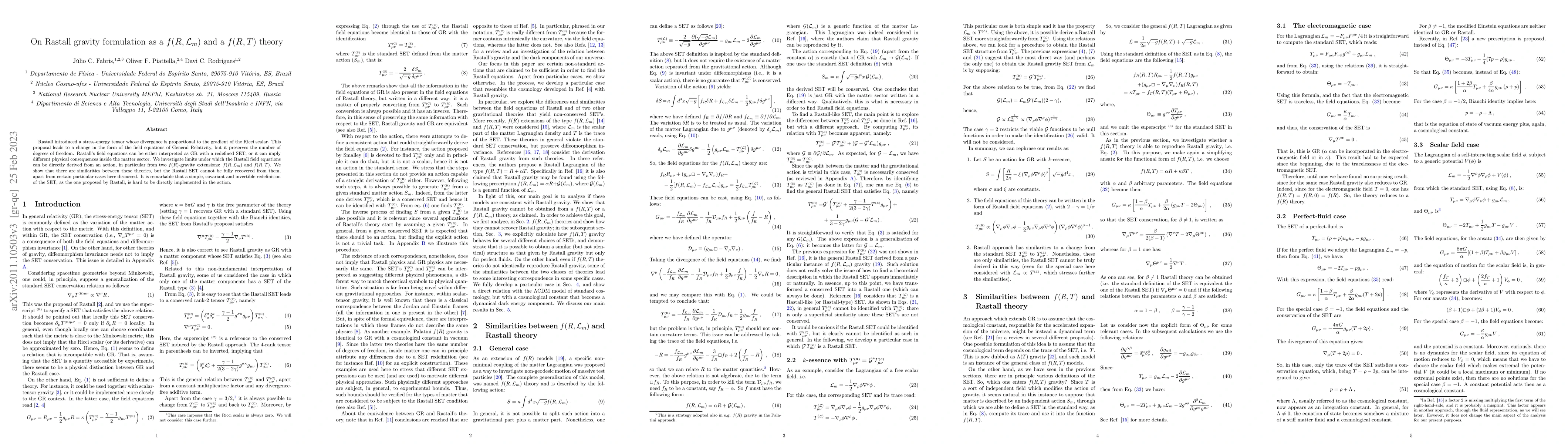 Thumbnail for On Rastall gravity formulation as a $f(R,\mathcal{L}_m)$ and a $f(R,T)$
  theory