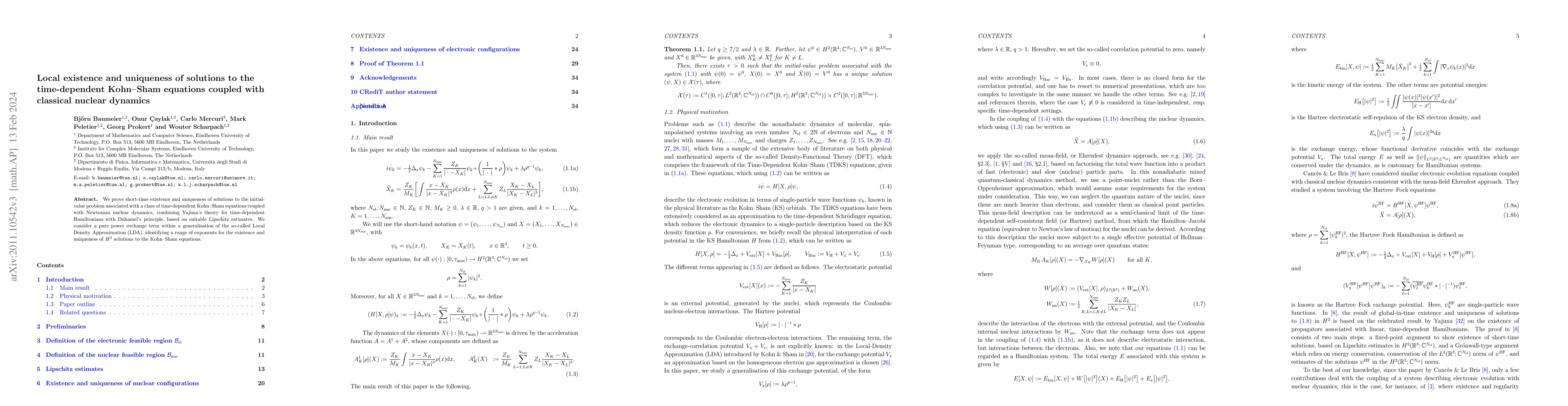 Thumbnail for Existence and uniqueness of solutions to the time-dependent Kohn-Sham
  equations coupled with classical nuclear dynamics