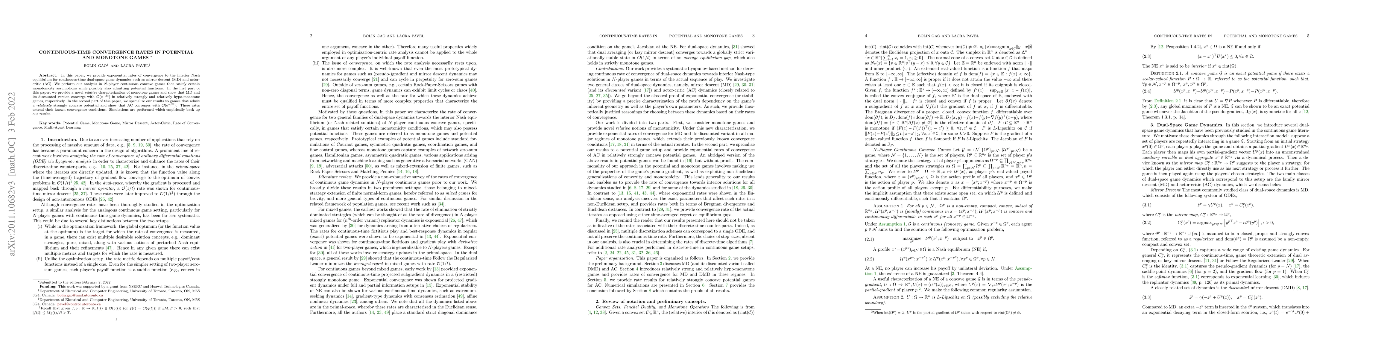 Thumbnail for Continuous-Time Convergence Rates in Potential and Monotone Games