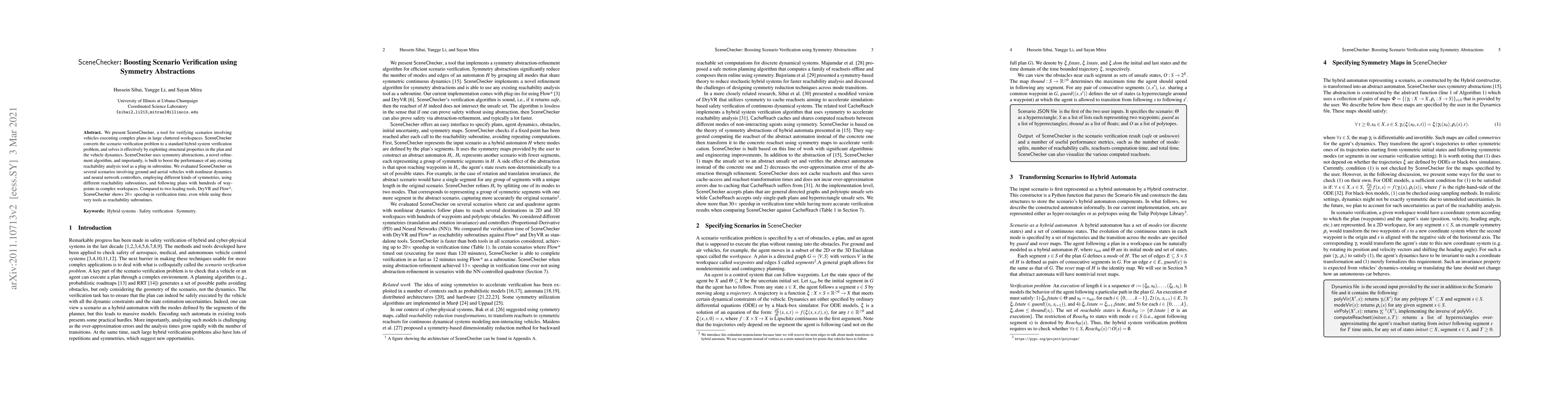 Thumbnail for SceneChecker: Boosting Scenario Verification using Symmetry Abstractions