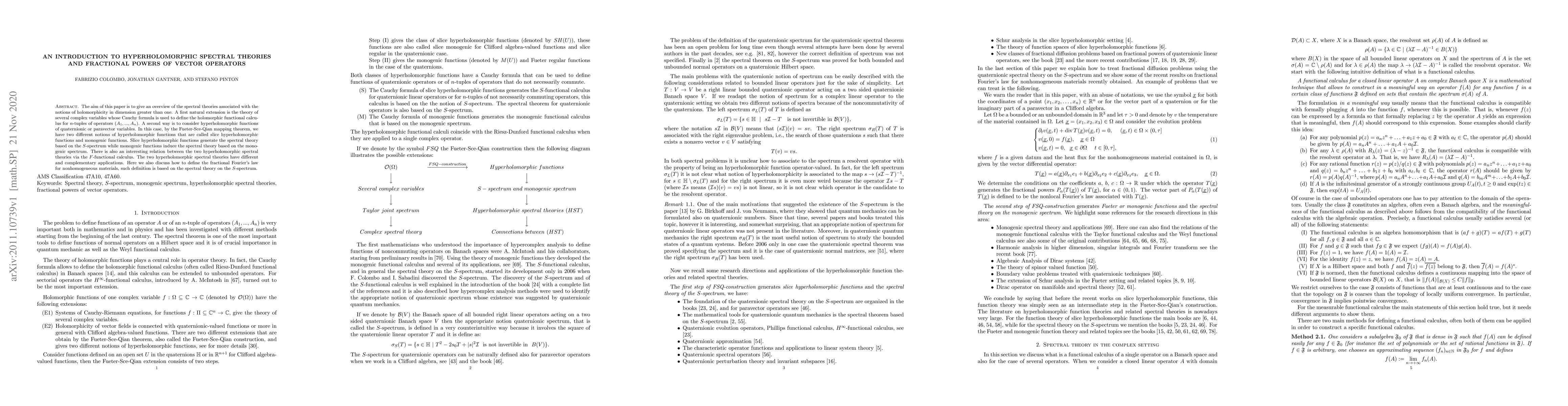 Thumbnail for An introduction to hyperholomorphic spectral theories and fractional
  powers of vector operators