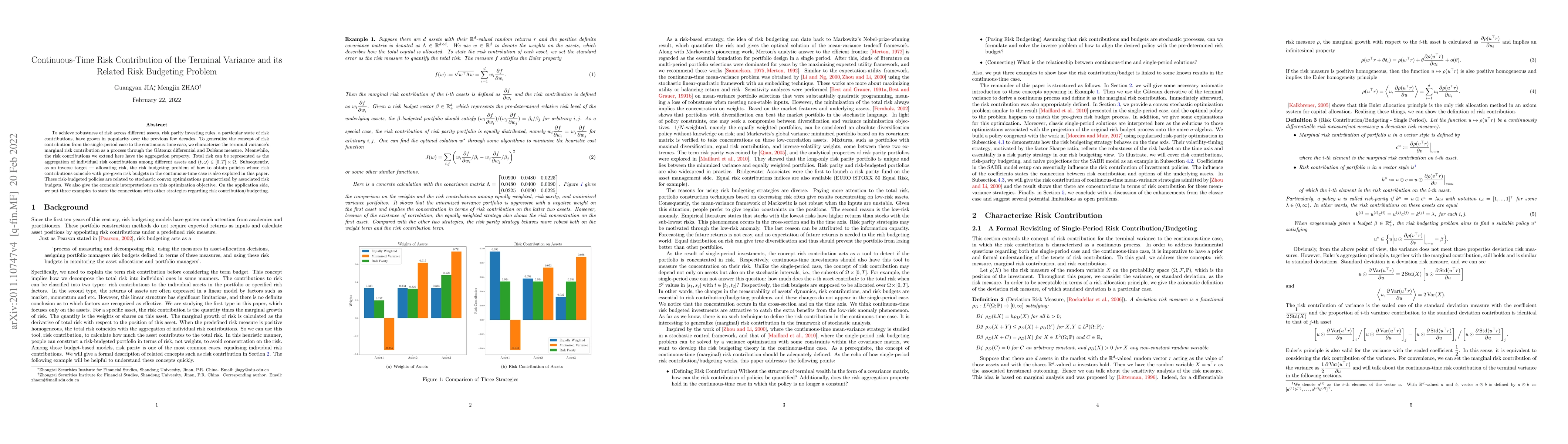 Thumbnail for Continuous-Time Risk Contribution of the Terminal Variance and its
  Related Risk Budgeting Problem