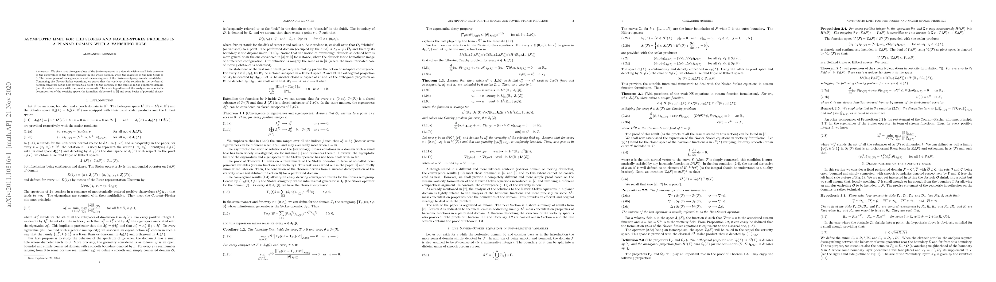 Thumbnail for Asymptotic limit for the Stokes and Navier-Stokes problems in a planar
  domain with a vanishing hole