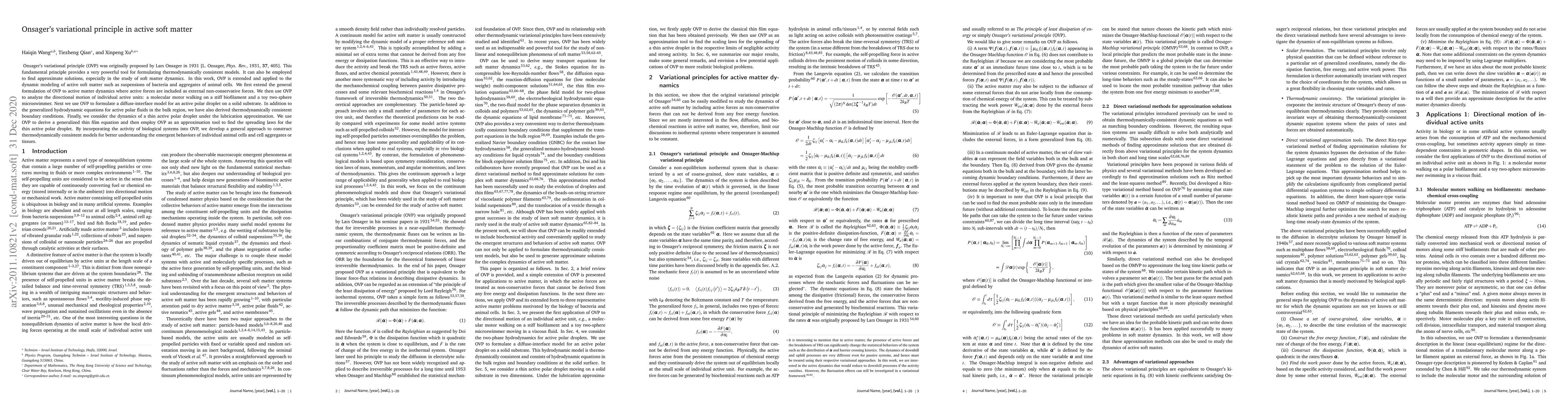 Thumbnail for Onsager's variational principle in active soft matter