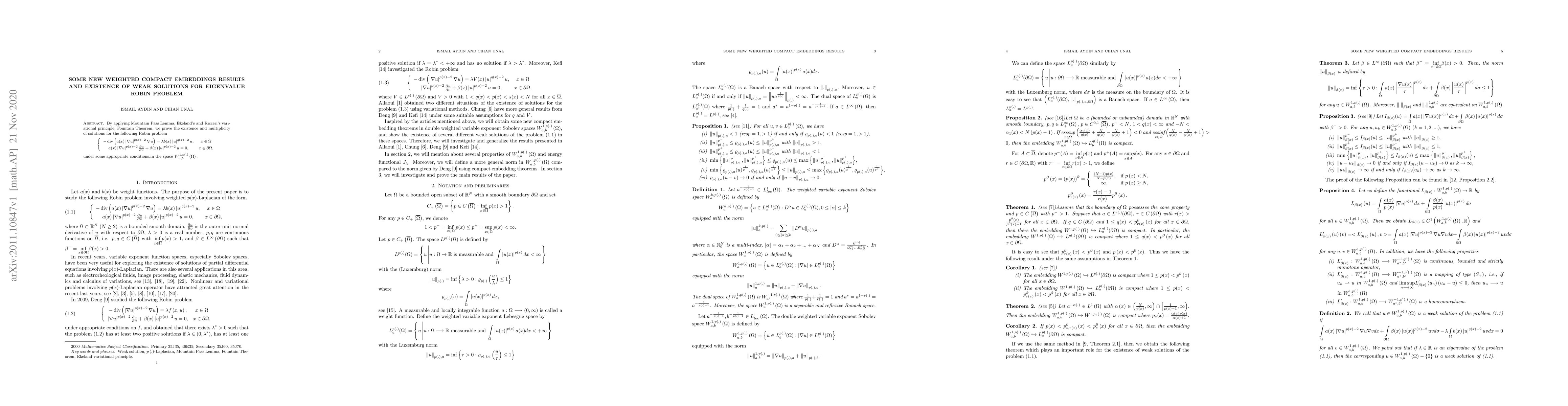 Thumbnail for Some new weighted compact embeddings results and existence of weak
  solutions for eigenvalue Robin problem