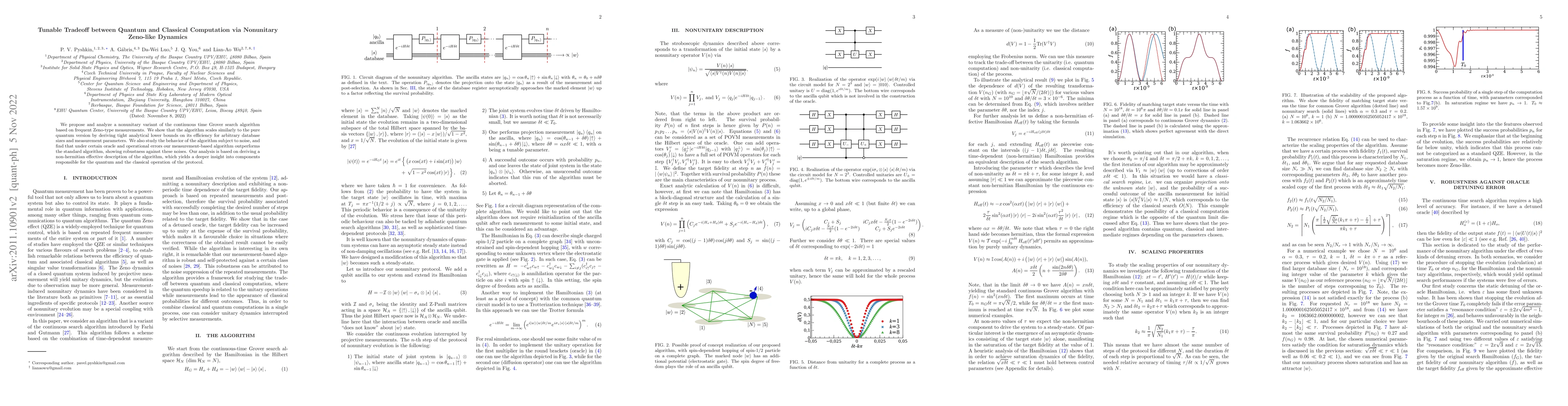 Thumbnail for Tunable Tradeoff between Quantum and Classical Computation via
  Nonunitary Zeno-like Dynamics
