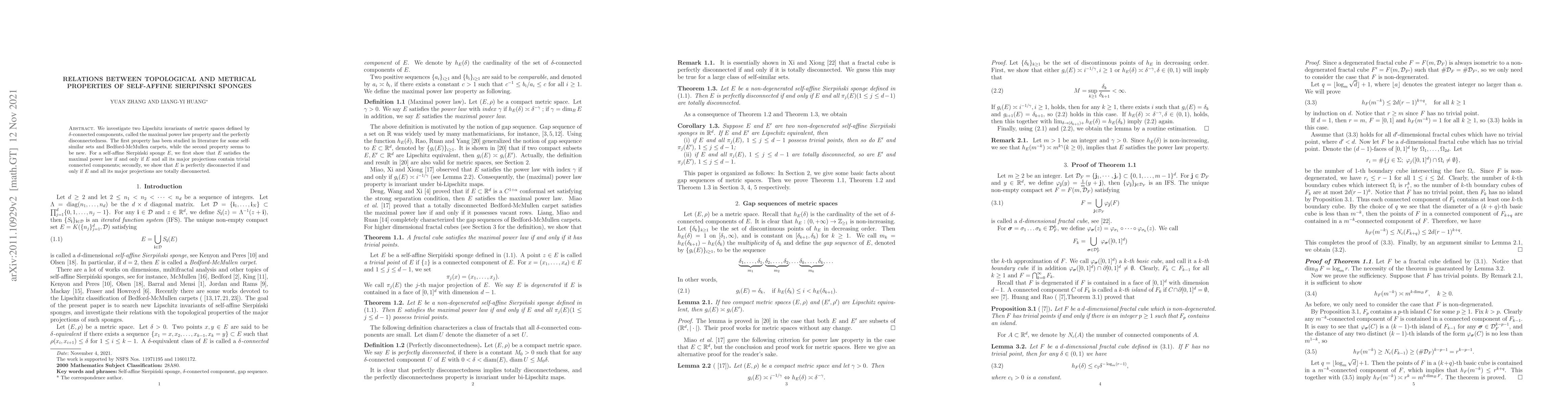 Thumbnail for Relations between topological and metrical properties of self-affine
  Sierpi$\acute{\text{n}}$ski sponges