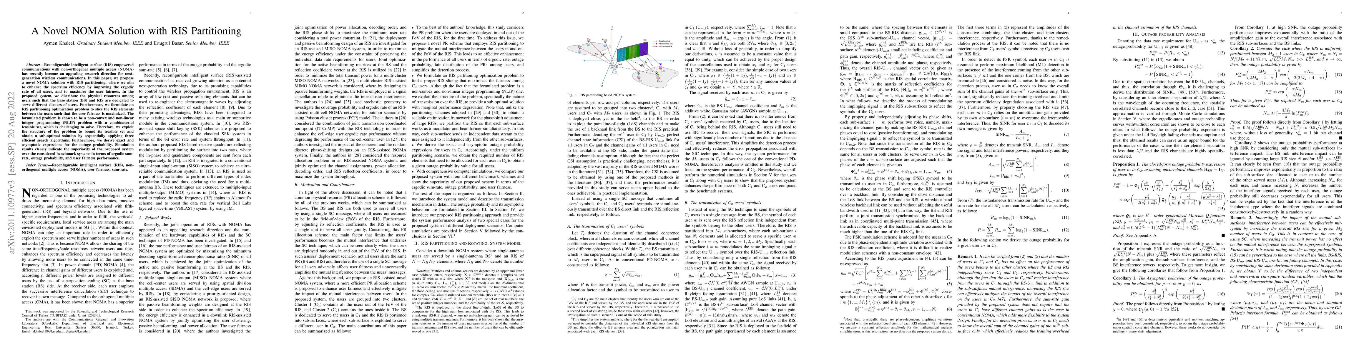 Thumbnail for A Novel NOMA Solution with RIS Partitioning