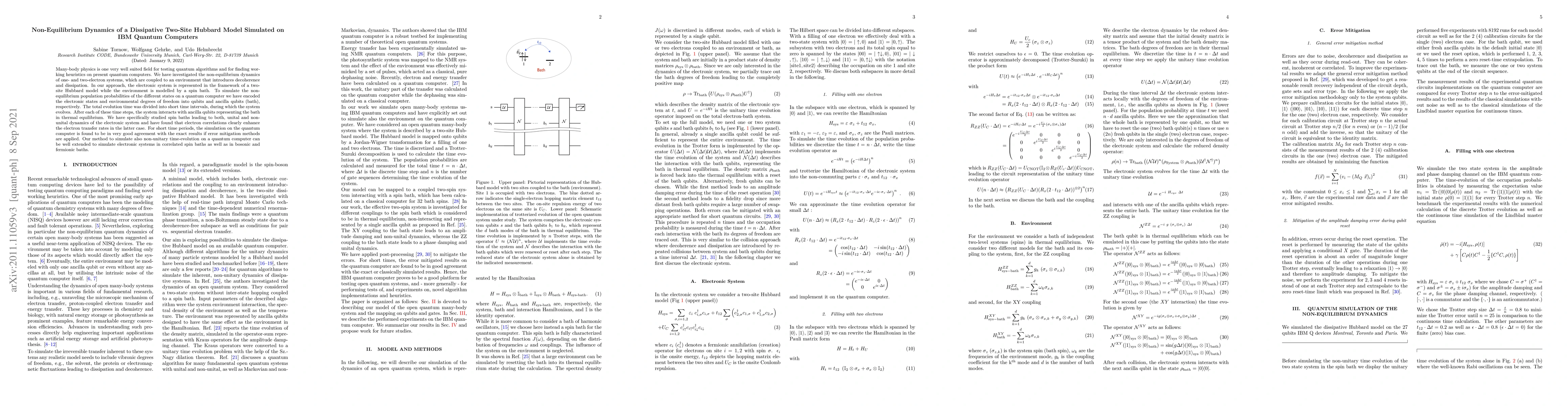Thumbnail for Non-Equilibrium Dynamics of a Dissipative Two-Site Hubbard Model
  Simulated on IBM Quantum Computers