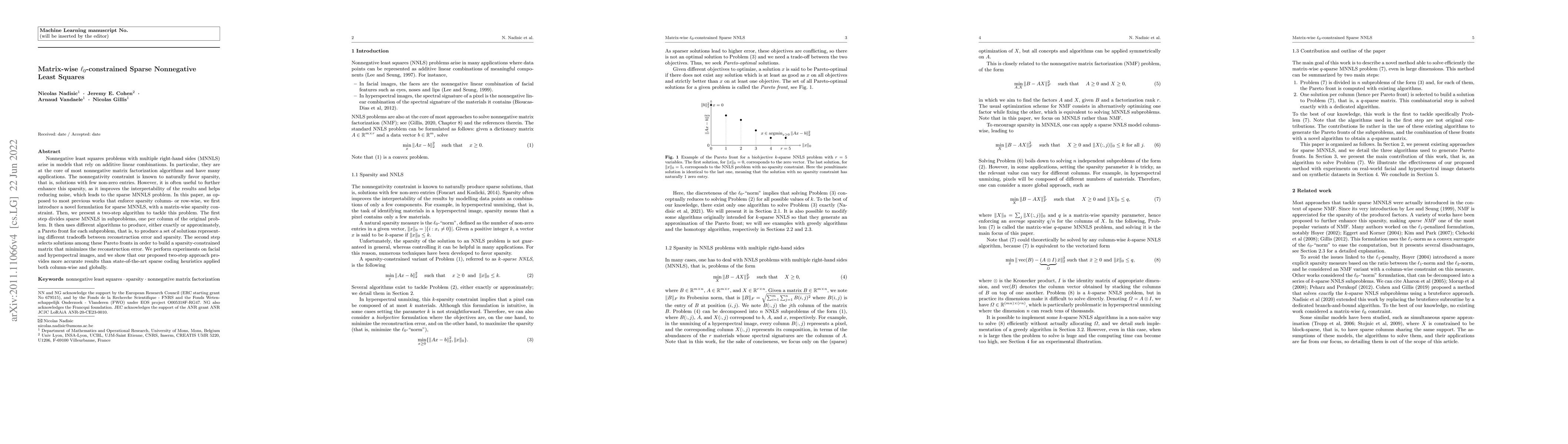 Thumbnail for Matrix-wise $\ell_0$-constrained Sparse Nonnegative Least Squares