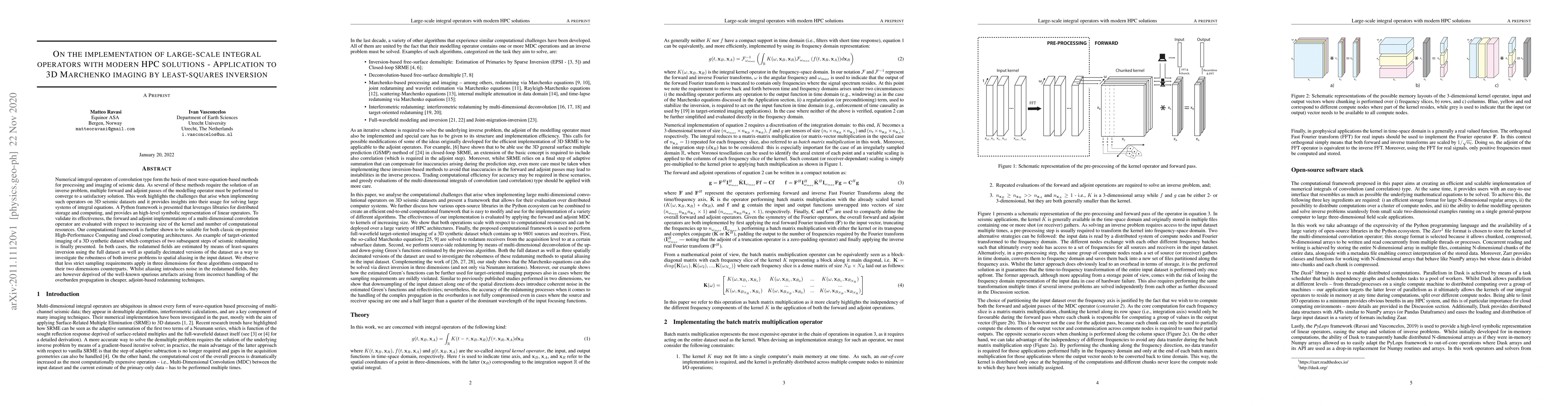 Thumbnail for On the implementation of large-scale integral operators with modern HPC
  solutions -- Application to 3D Marchenko imaging by least-squares inversion