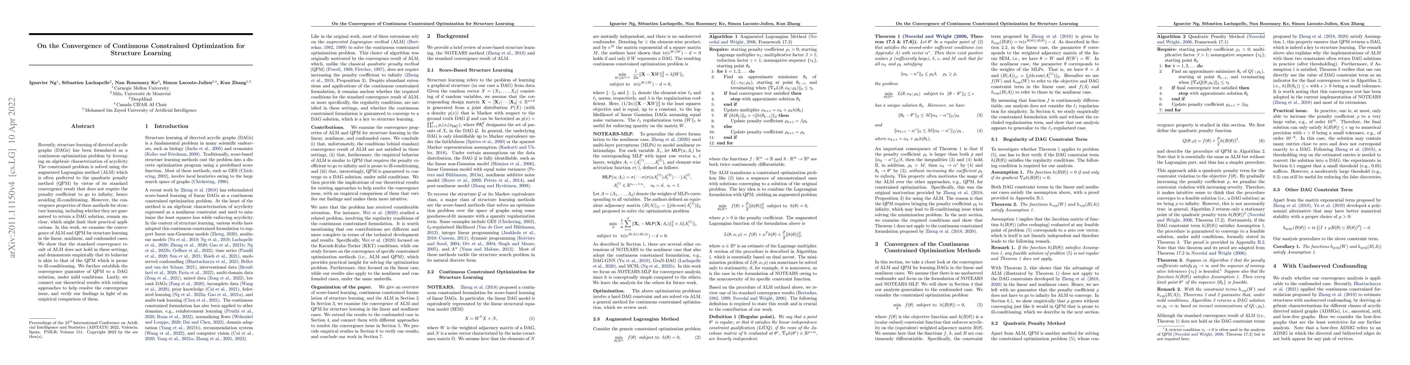 Thumbnail for On the Convergence of Continuous Constrained Optimization for Structure
  Learning