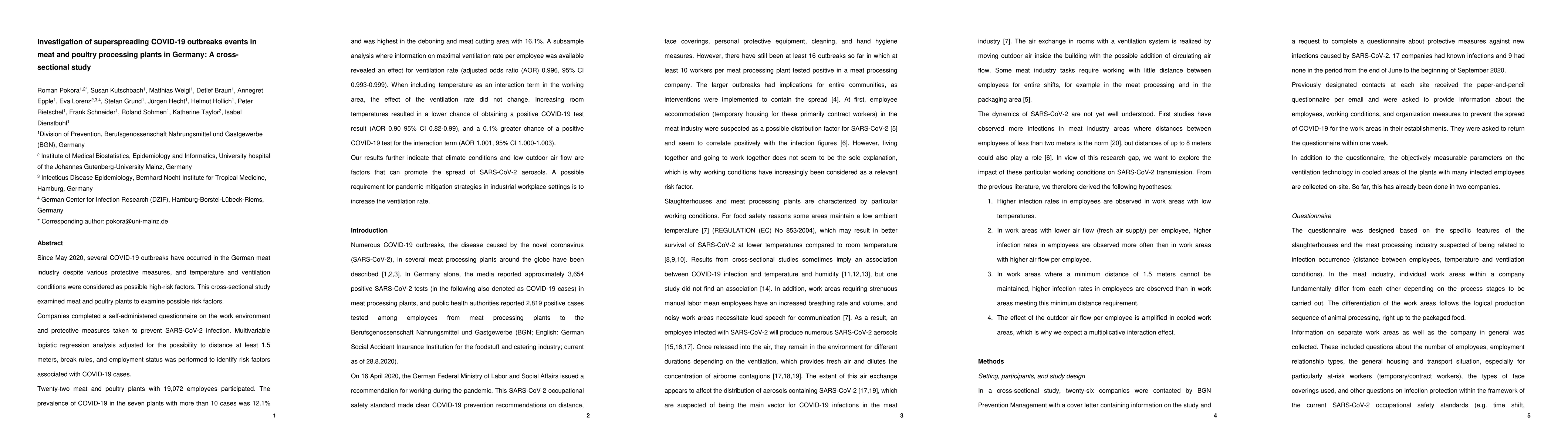 Thumbnail for Investigation of superspreading COVID-19 outbreaks events in meat and
  poultry processing plants in Germany: A cross-sectional study