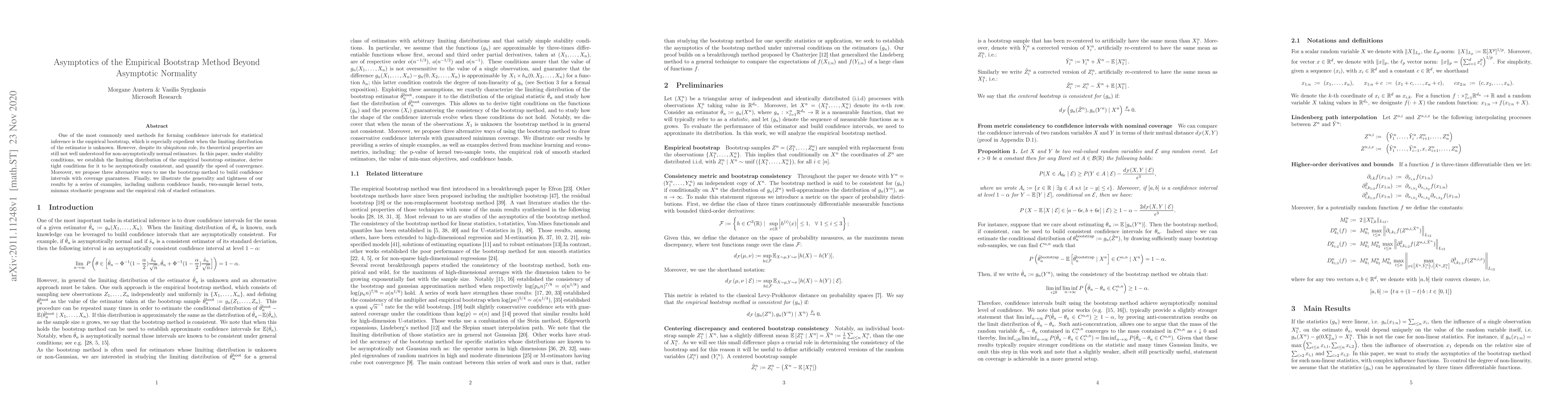 Thumbnail for Asymptotics of the Empirical Bootstrap Method Beyond Asymptotic
  Normality