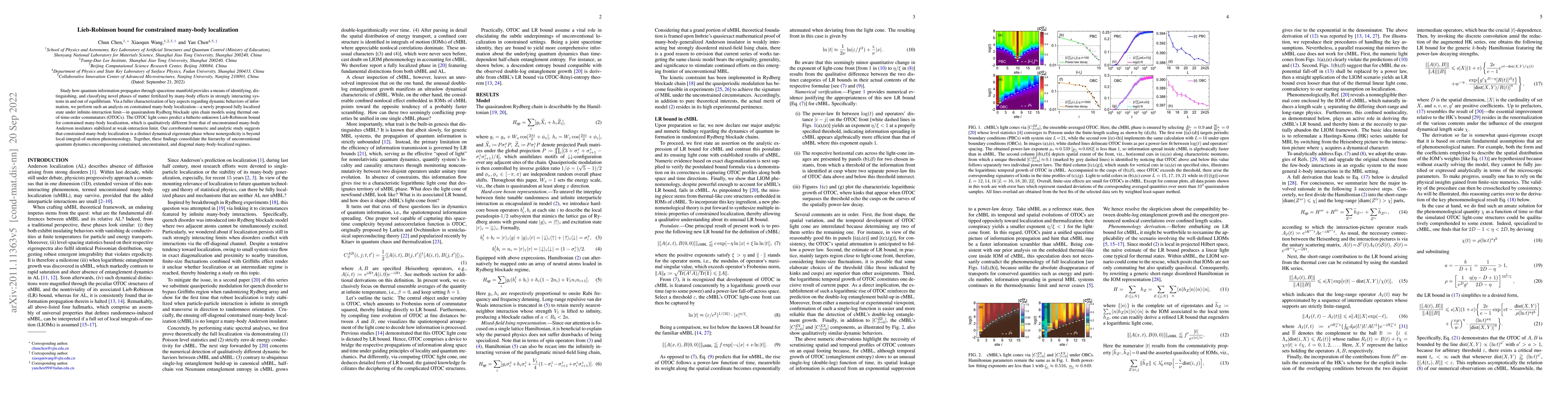 Thumbnail for Lieb-Robinson bound for constrained many-body localization