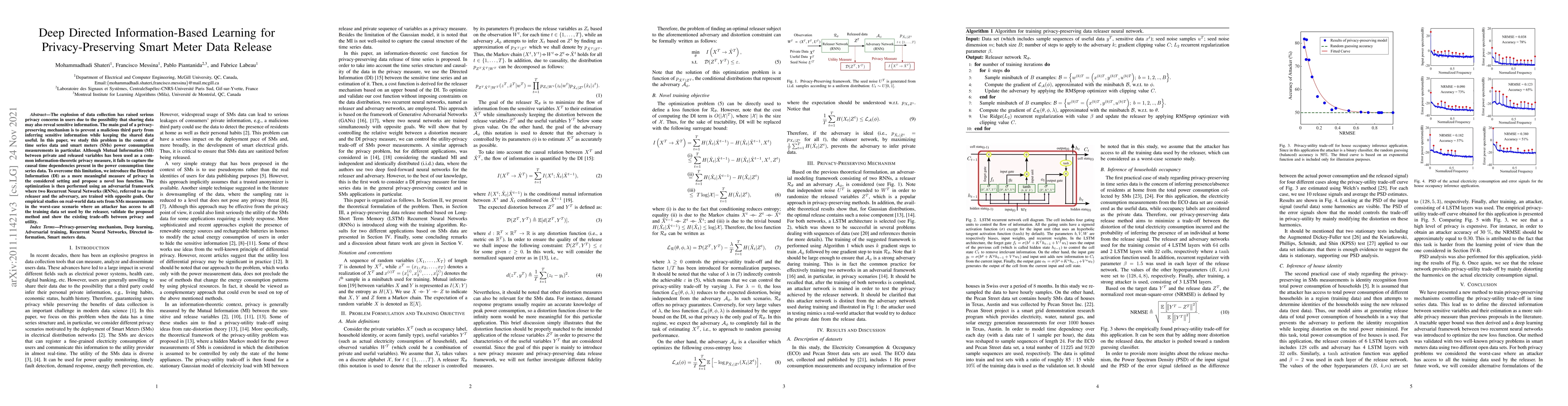Thumbnail for Deep Directed Information-Based Learning for Privacy-Preserving Smart
  Meter Data Release
