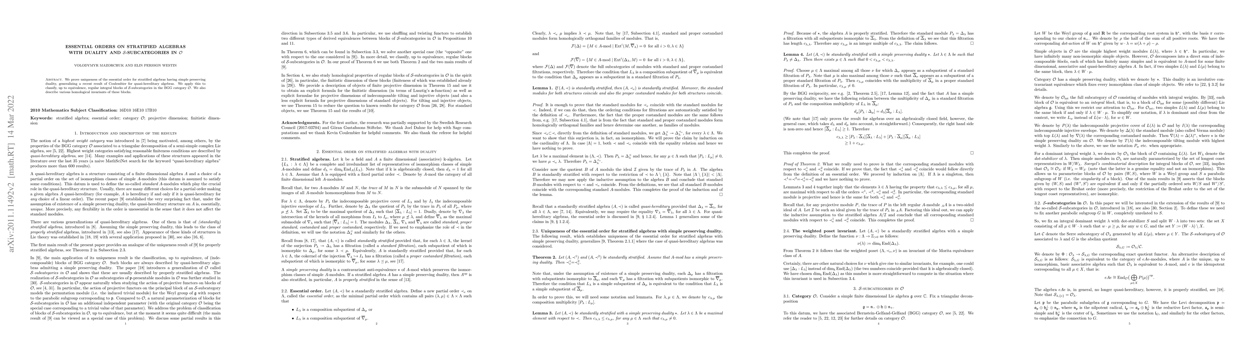 Thumbnail for Essential orders on stratified algebras with duality and
  $\mathcal{S}$-subcategories in $\mathcal{O}$