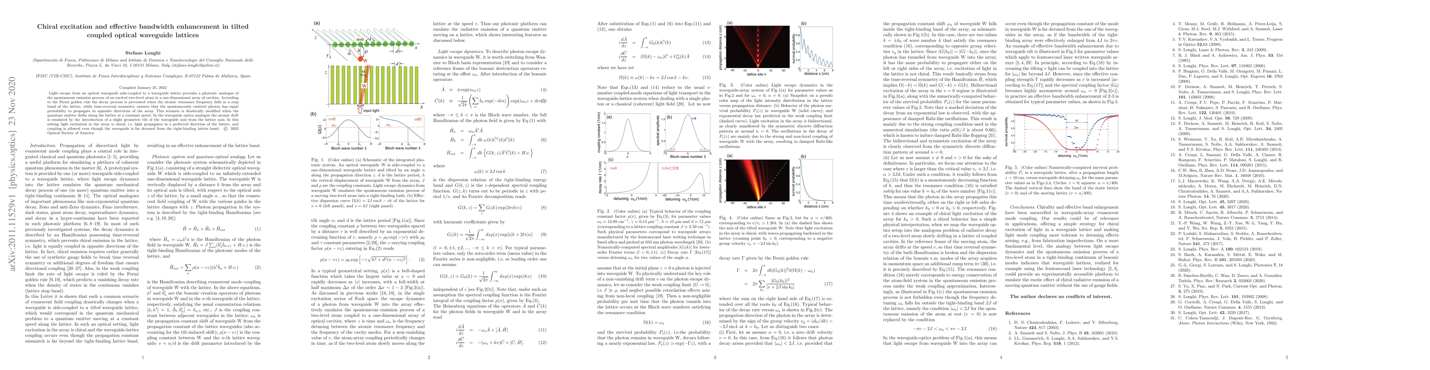 Thumbnail for Chiral excitation and effective bandwidth enhancement in tilted coupled
  optical waveguide lattices