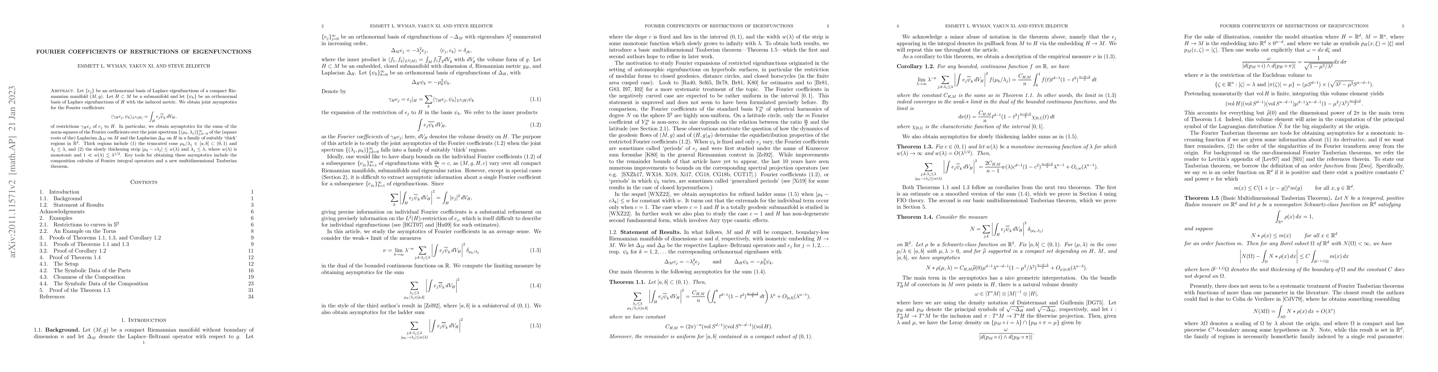 Thumbnail for Fourier coefficients of restrictions of eigenfunctions