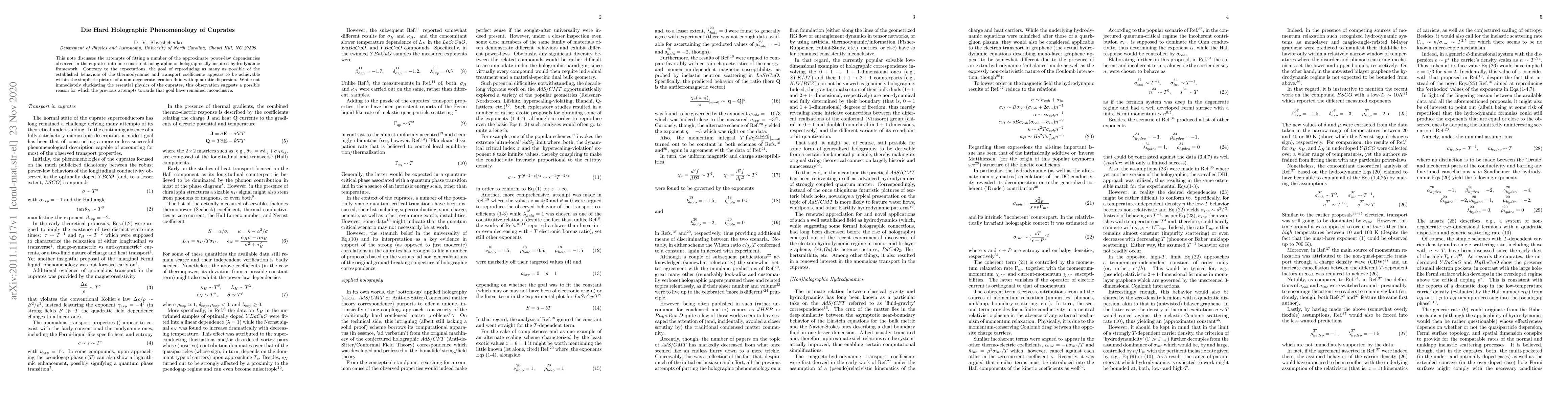 Thumbnail for Die Hard Holographic Phenomenology of Cuprates
