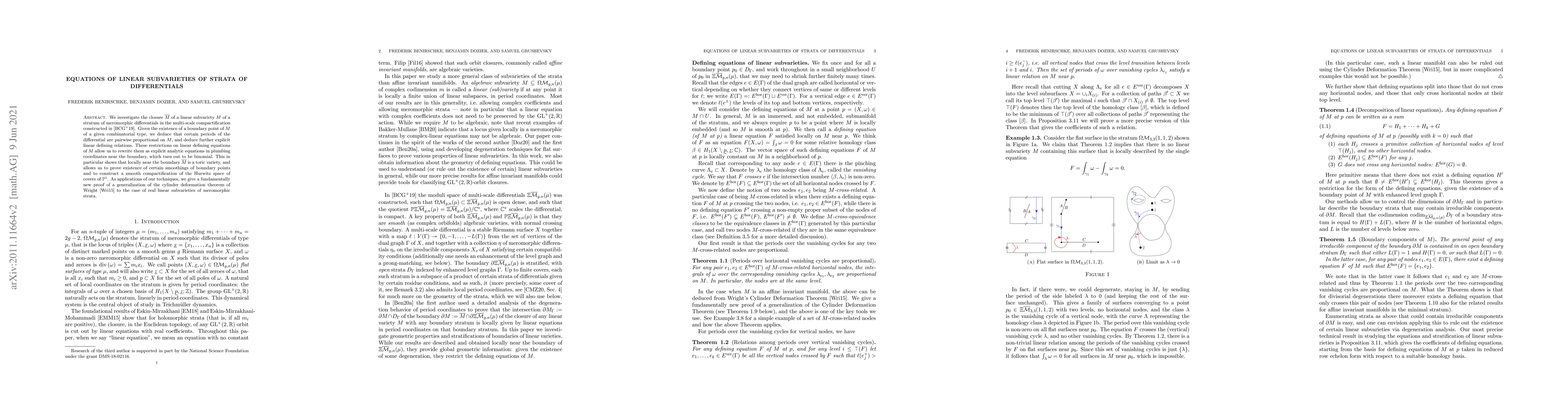 Thumbnail for Equations of linear subvarieties of strata of differentials