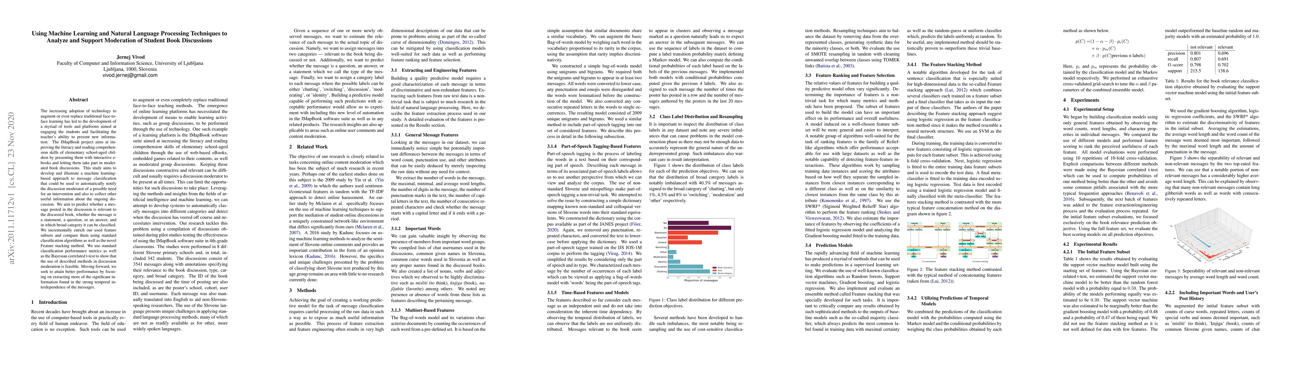 Thumbnail for Using Machine Learning and Natural Language Processing Techniques to
  Analyze and Support Moderation of Student Book Discussions