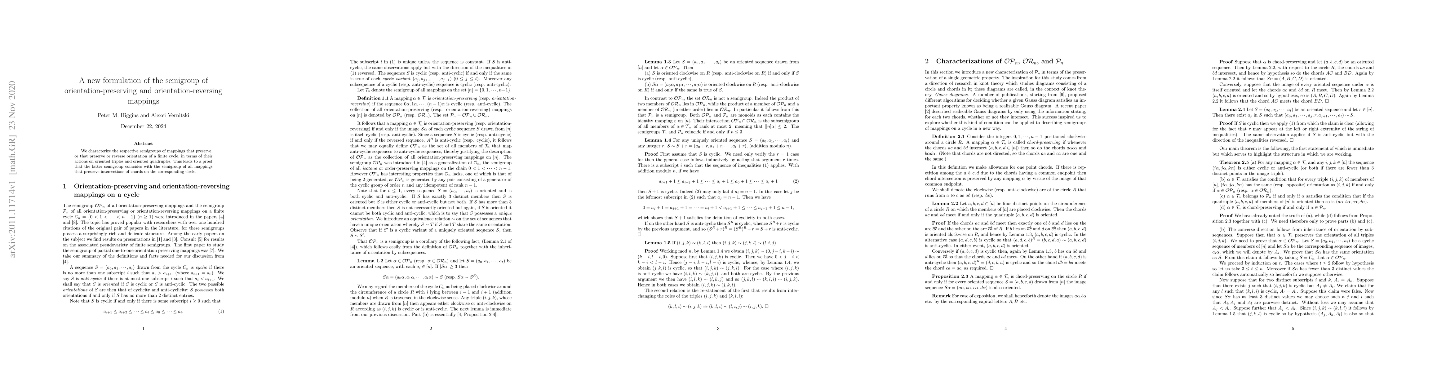 Thumbnail for A new formulation of the semigroup of orientation-preserving and
  orientation-reversing mappings