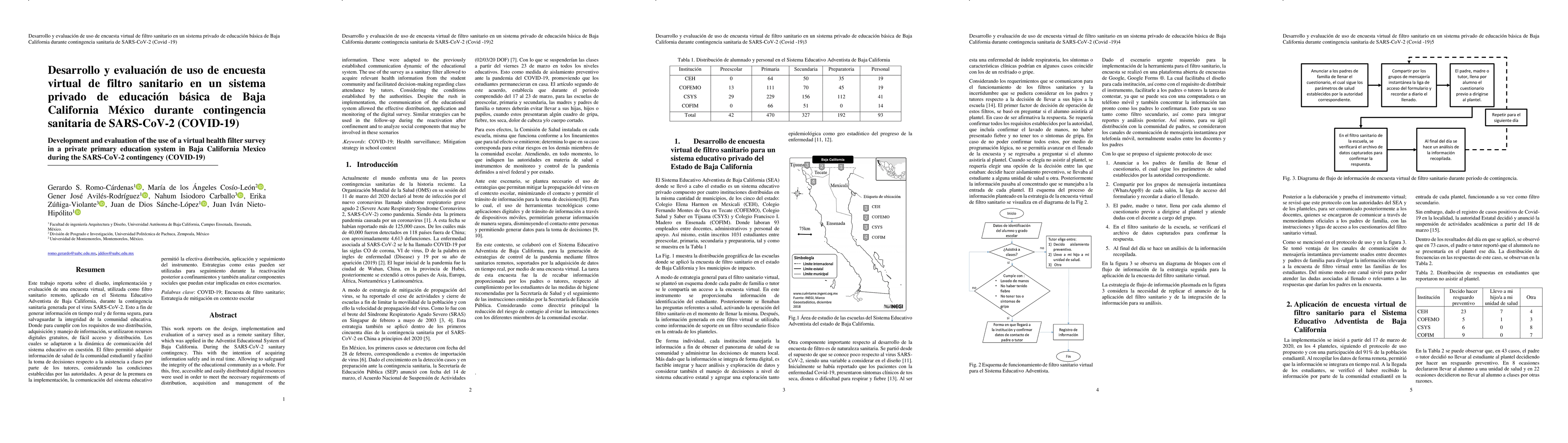 Thumbnail for Development and evaluation of the use of a virtual health filter survey
  in a private primary education system in Baja California Mexico during the
  SARS-CoV-2 contingency (COVID-19)